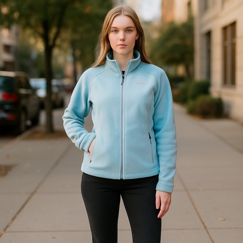 Vintage- The North Face Women's Medium Blue Full Zip Fleece Jacket Coat - Size S
